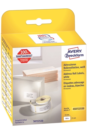 Naklejki adresowe Avery na rolce 54 x 25 mm, 500 szt.